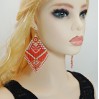 Extra Large Statement Beaded Earrings in Vermilion Color by Galiga Jewelry