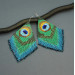 Peacock Feather Oversized Statement Beaded Earrings