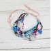 Pink Purple Blue Shades Boho Beaded Multistrand Bracelet with Glass Beads