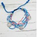 Delicate Blue and Pink Glamour Beaded Multistrand Bracelet with Silver Charms