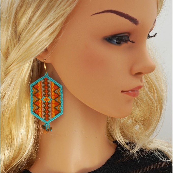 Hexagon beaded earrings