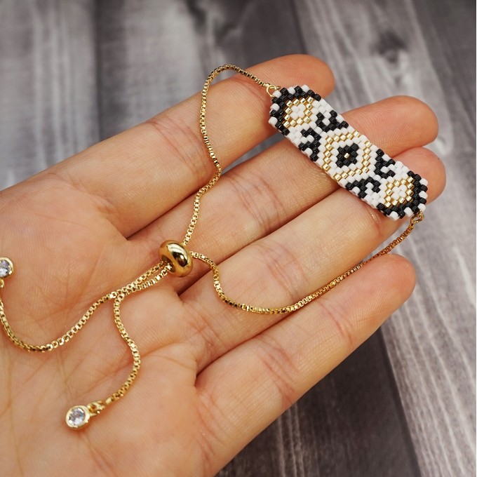 18K Gold Filled Bracelet of Seed Beads adjustable with slider