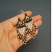 Small Brown-White Boho Shades Beaded Earrings with Fringe of Seed Beads Toho