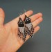 Tiny Grey - Black Beaded Earrings with Fringe