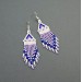 Small Navy Blue and Pink Shades Beaded Earrings with Fringe of Seed Beads Toho