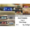 Peyote Ring Patterns Set of 9 - Thin Rings Patterns - Collection 1