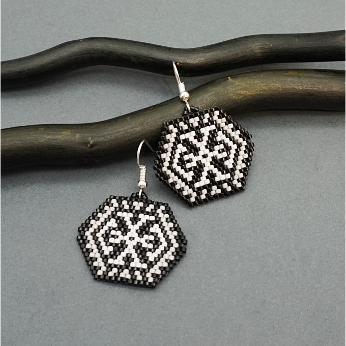 Small hexagon beaded earrings
