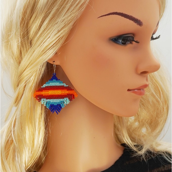 Small colorful seed bead earrings