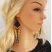 Long Black and Colorful Dangle Beaded Earrings