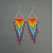 Colorful Rainbow Beaded Dangle Earrings on Silver Triangle