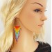 Colorful rainbow long beaded dangle earrings