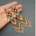 Delicate Extra Long Beaded Dangle Earrings in Native Style