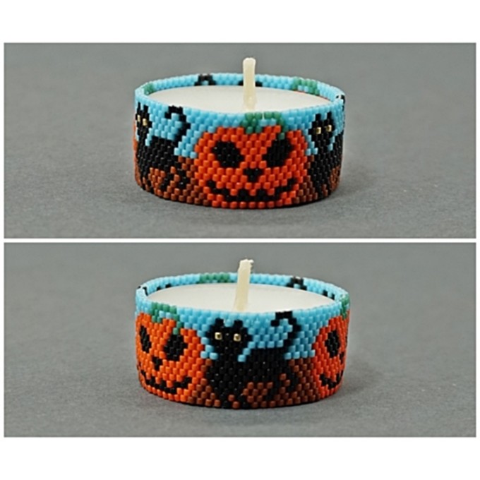 Halloween Tea Light Holder Beaded Patterns Set