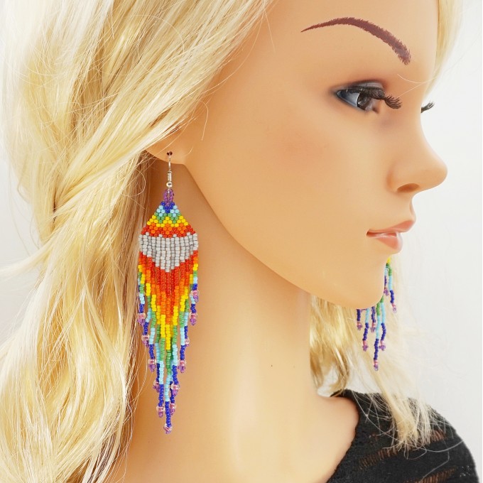 Rainbow shoulder duster earrings