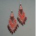 Long Dangle Statement Beaded Earrings in Red and Brown