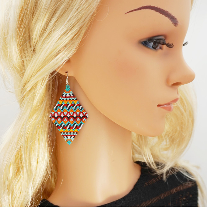 Turquoise rhomb earrings dangle 