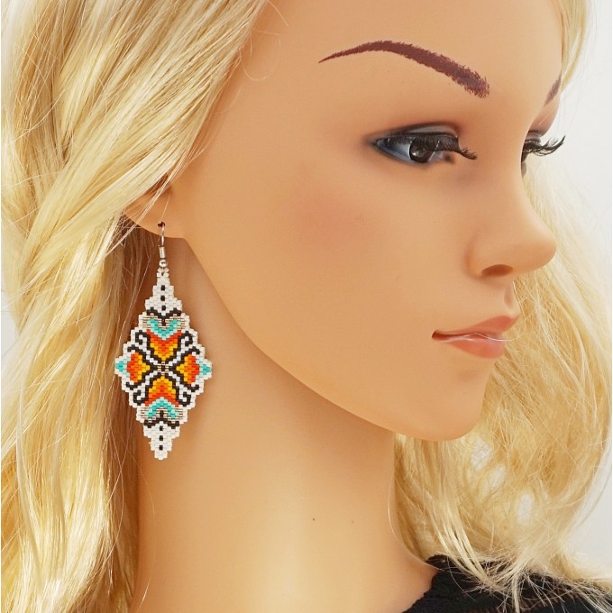 Colorful earrings geometric diamond shape