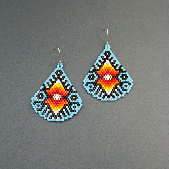 Unique Ethnic Style Inspired Blue Drop Beaded Earrings