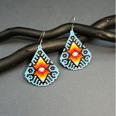 Unique Ethnic Style Inspired Blue Drop Beaded Earrings | Galiga Jewelry