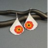 Red Poppy Beaded Drop Earrings by Galiga Jewelry