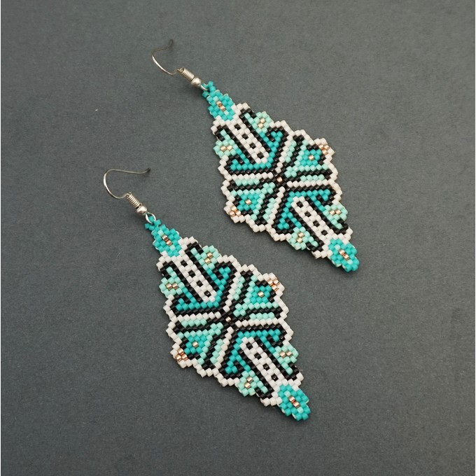 New design Wavy rhombus turquoise mint earrings