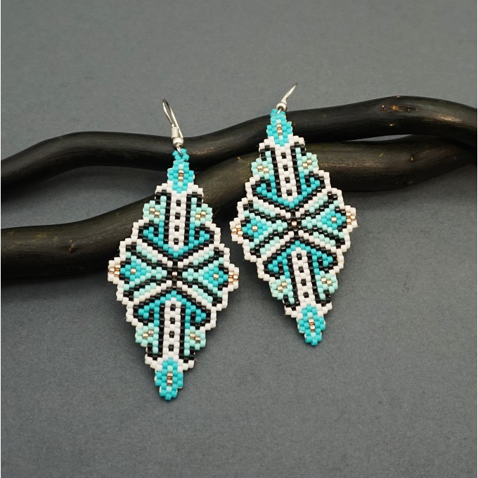 New design Wavy rhombus turquoise mint earrings