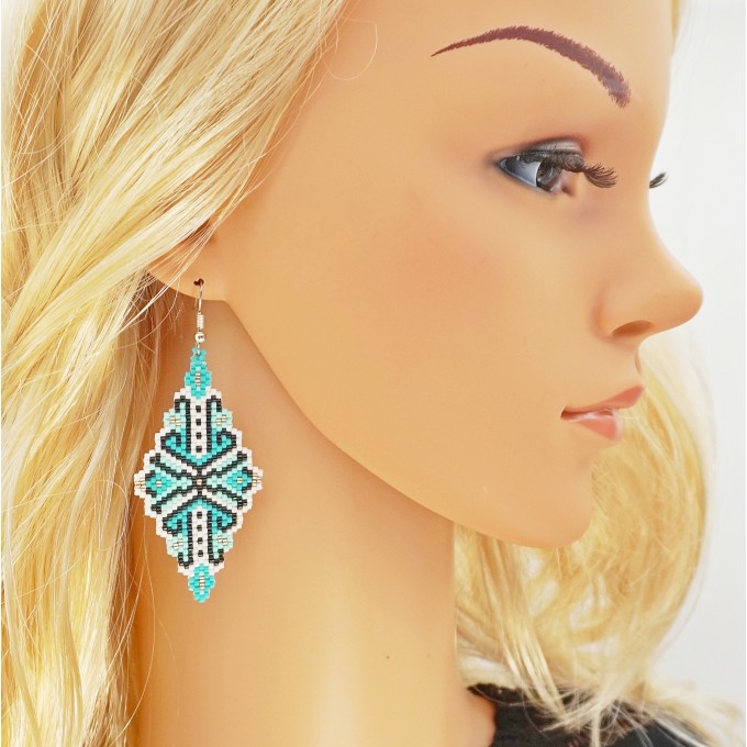 Rhombus turquoise mint earrings