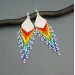 Shoulder Duster Bohemian Earrings in Rainbow Colors with White Top
