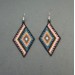 Dainty Black Pink Blue Rhombus Earrings of Seed Beads