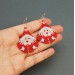 Red Christmas Beaded Earrings Mrs Claus