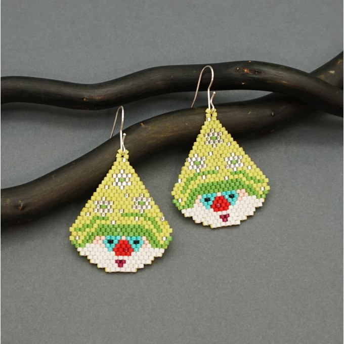 Fun Christmas Gnomes Small Beaded Earrings
