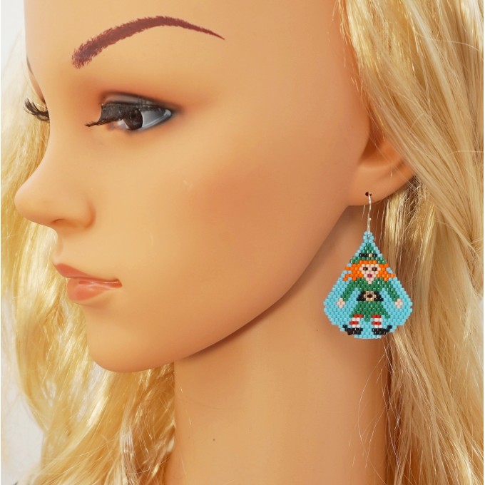 Christmas Elf Small Beaded Earrings