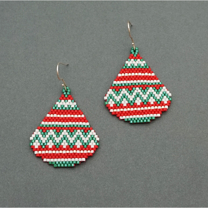 Christmas Ornament Small Beaded Earrings