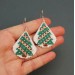 Christmas Tree Small Beaded Earrings